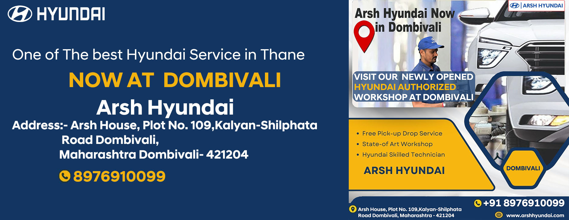 Hyundai Service Centre in Dombivali | Arsh Hyundai in Dombivali banner